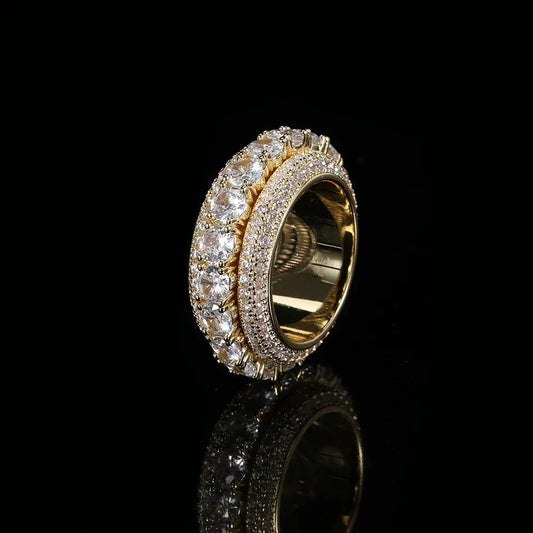 Five-Row Rotating Zircon Ring for Men | Trendy Hip Hop Jewelry | Caratix Jewelry - CaratixJewelry