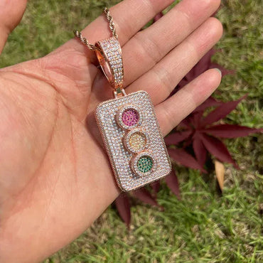 Men's "Always On Go" Necklace | Multi-Color CZ Street Light Jewelry Caratix - CaratixJewelry