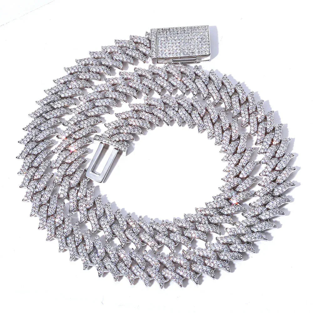 Custom 15mm Thorn Barbed Wire Cuban Chain - CaratixJewelry