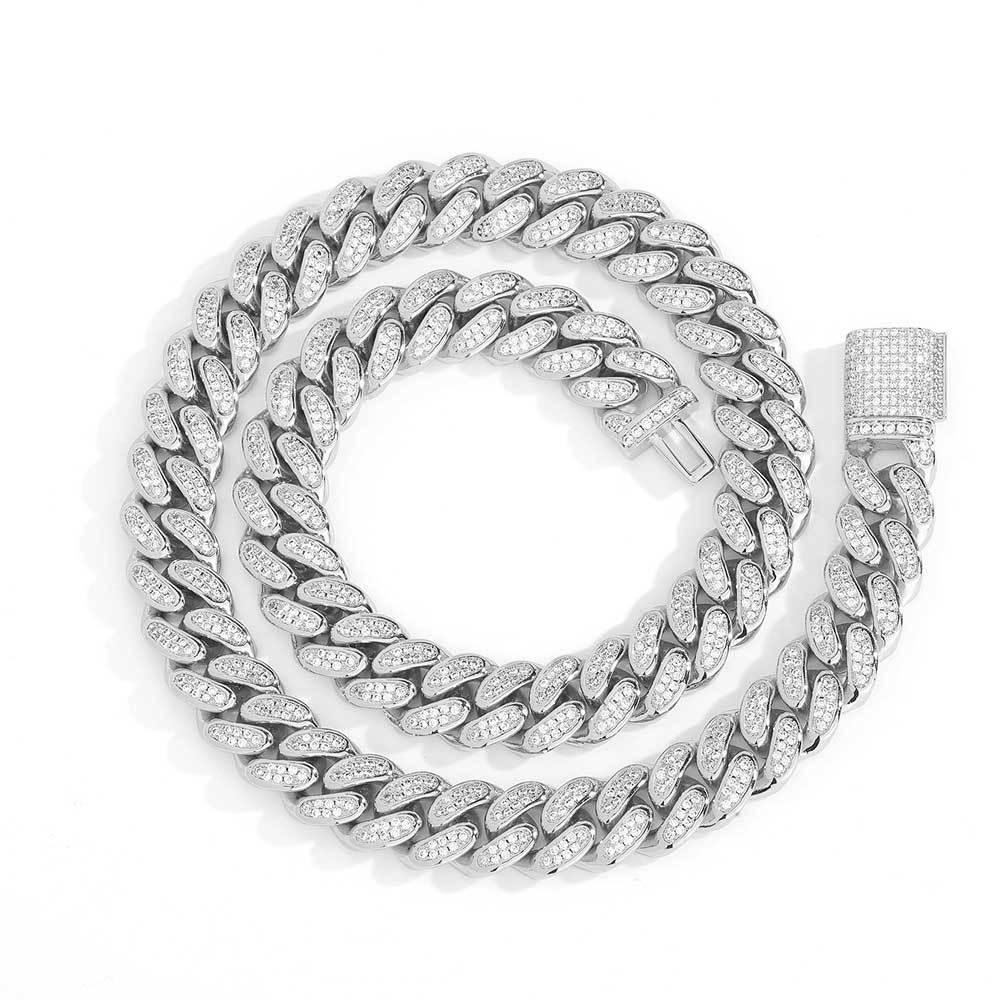 12mm Double Row Iced Out Cuban Chain Zircon Necklace - CaratixJewelry