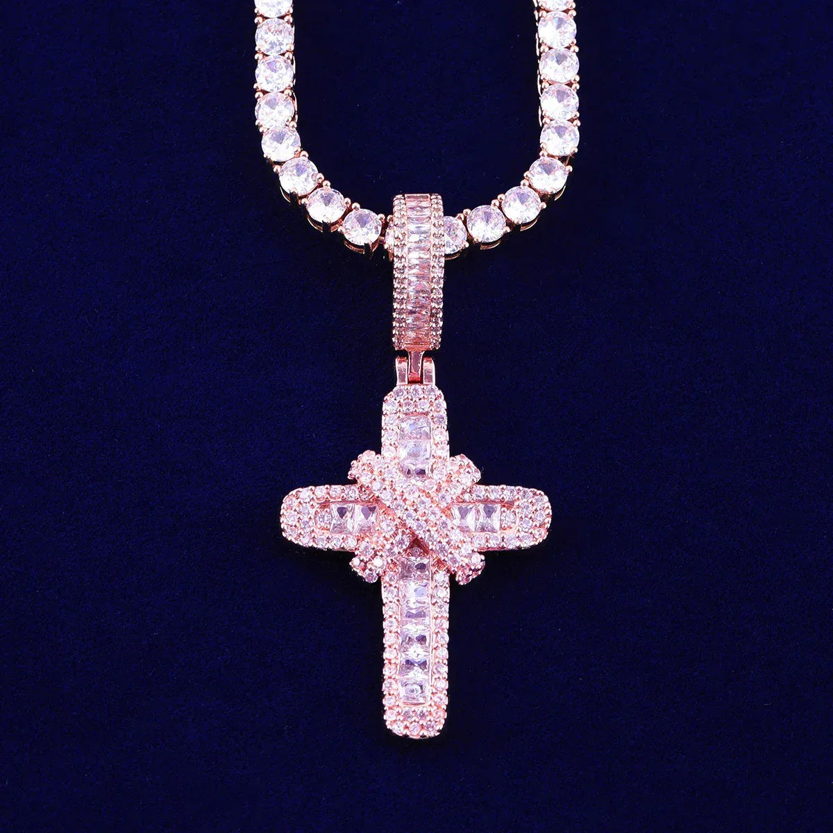 Iced Out "X" Cross Pendant | Women's Opium Style Y2K Necklace - CaratixJewelry
