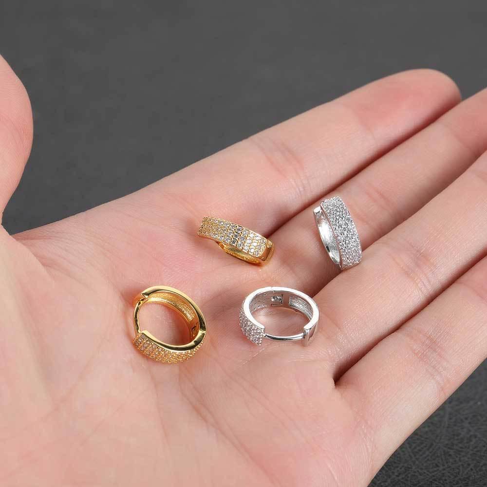 Square Hoop Earrings with Micro-Pave 3-Row Zircon Stones for Men and Women | Trendy Hip Hop Jewelry | Caratix Jewelry - CaratixJewelry