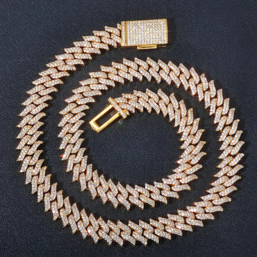 Custom 15mm Thorn Barbed Wire Cuban Link Necklace - CaratixJewelry