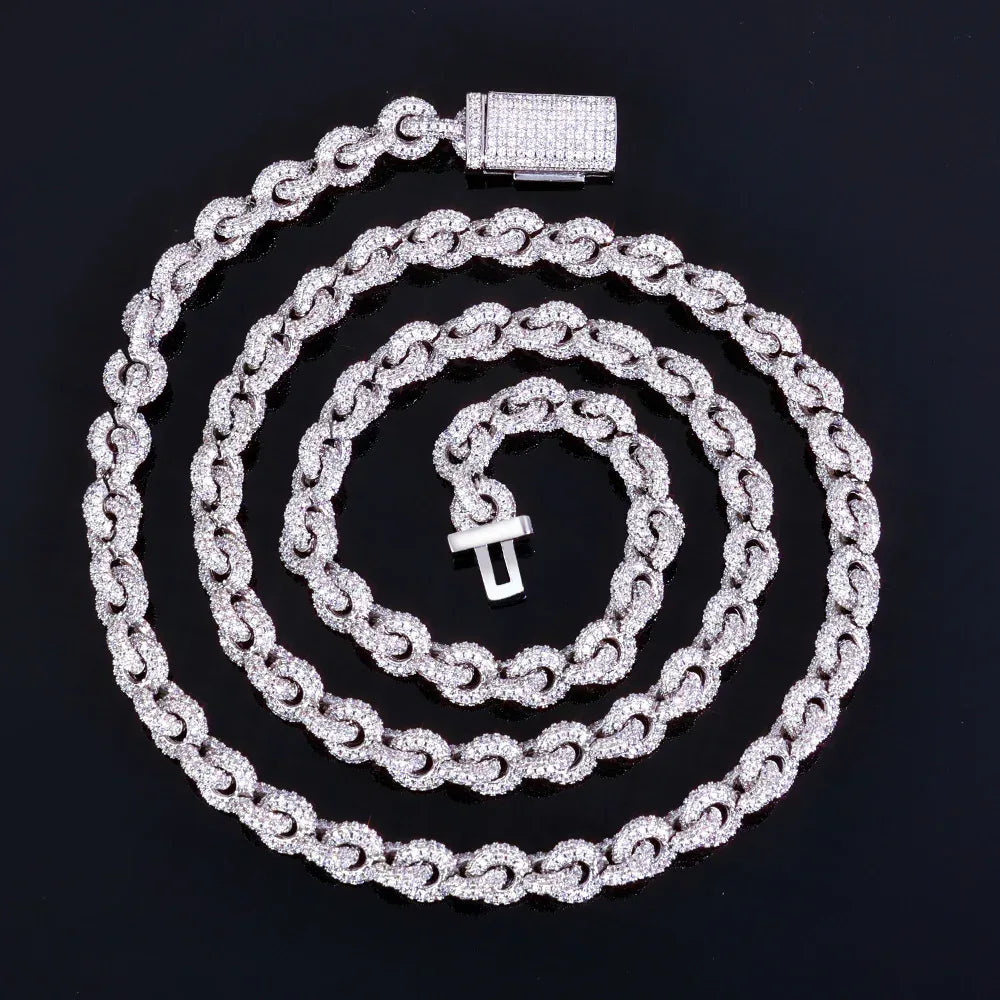 Custom 8mm Iced-out O-Link Necklace | Modern Rapper Iced Out Chain with Fold-over Clasp | Caratix - CaratixJewelry