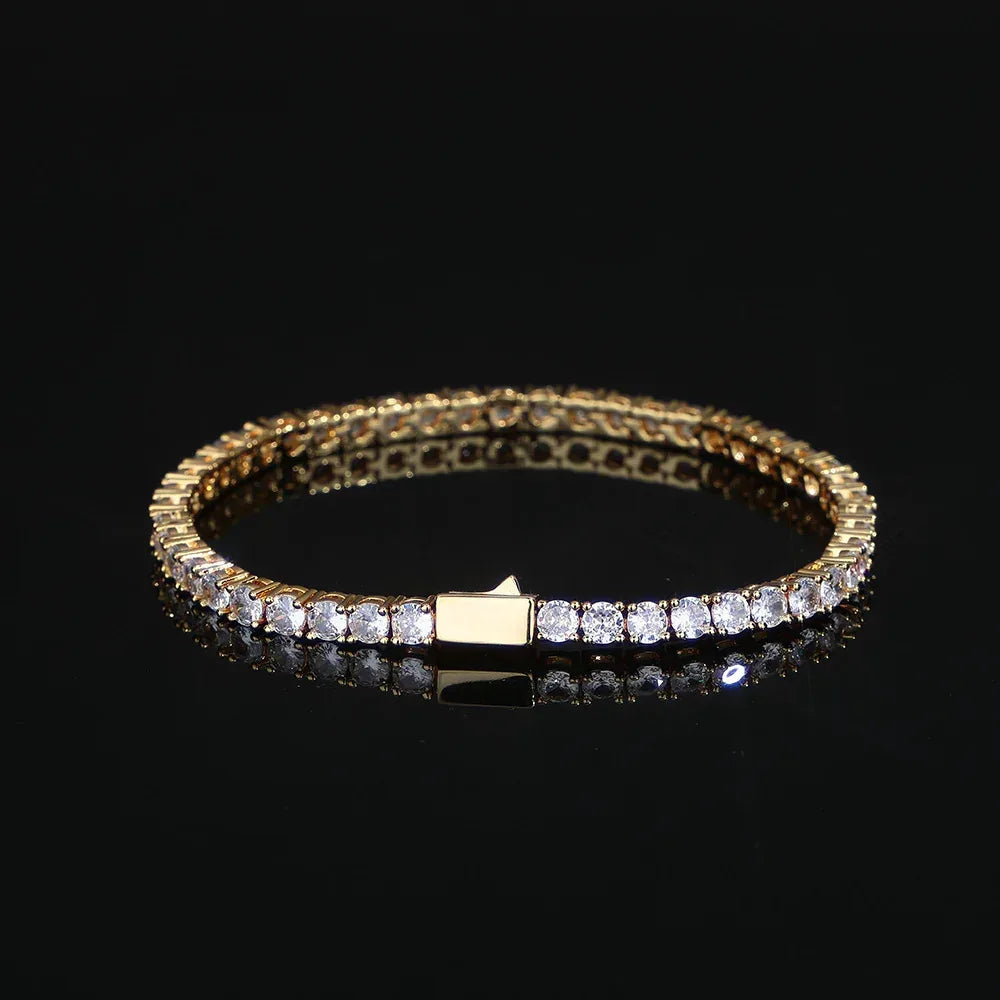 Single Row Zircon Tennis Chain Bracelet with Spring Clasp for Men | Caratix Jewelry - CaratixJewelry