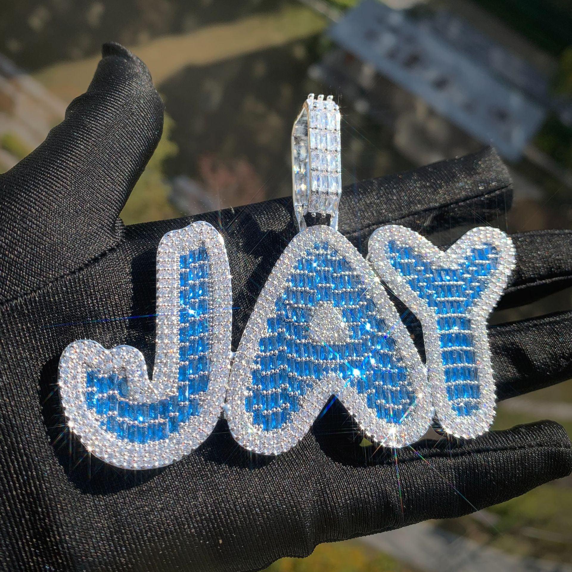 Colored CZ Letter Pendant | DIY Custom Initial Hip Hop Trendy Necklace - CaratixJewelry