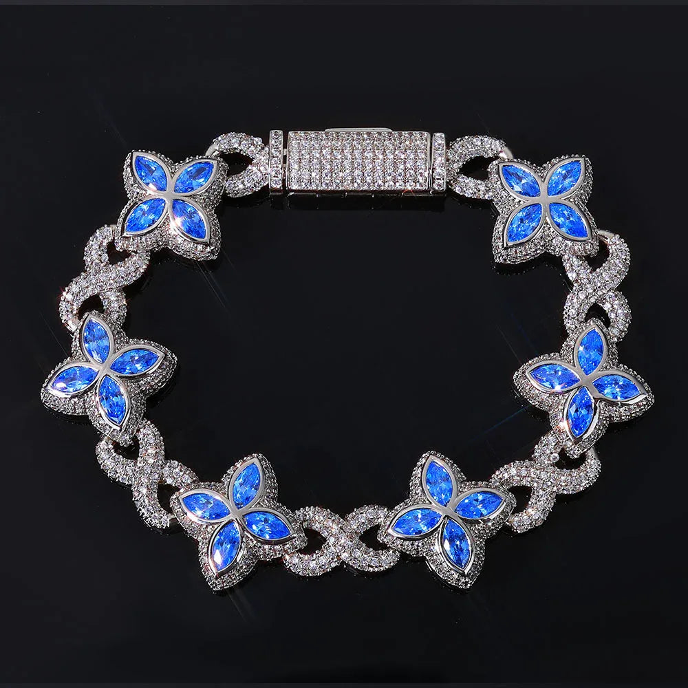 Iced Out Infinity 8 Clover Cuban Bracelet | Heavy Zircon Hip Hop Link | Premium Rapper Iced Out Chain | Caratix - CaratixJewelry
