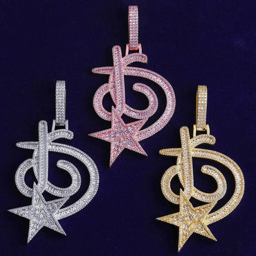 Iced Out 3D Star Pendant | Men's Real Copper CZ Necklace - CaratixJewelry