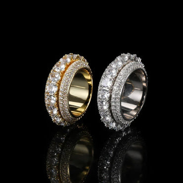 Five-Row Rotating Zircon Ring for Men | Trendy Hip Hop Jewelry | Caratix Jewelry - CaratixJewelry