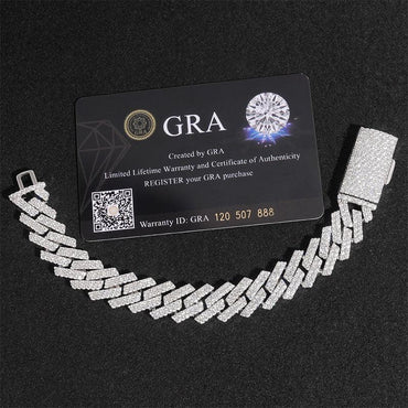 13.5mm Moissanite Double-Row Cuban Link | 925 Silver Iced Out Jewelry - CaratixJewelry