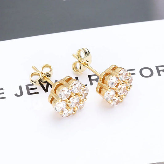 Flower-Shaped Full Zircon Stud Earrings for Men | Luxury Hip Hop Jewelry | Caratix Jewelry - CaratixJewelry