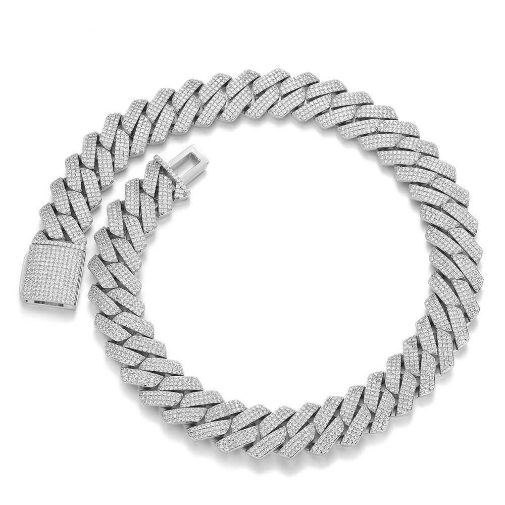 25mm 3-Row Full Zircon Iced Out Cuban Chain Necklace - CaratixJewelry
