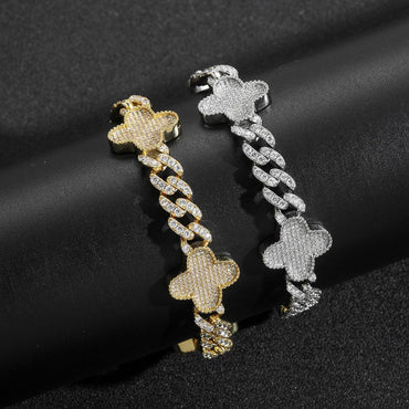 Minimalist Micro-Pavé Clover Bracelet | Women's Fashion Copper Bling Jewelry | Caratix - CaratixJewelry