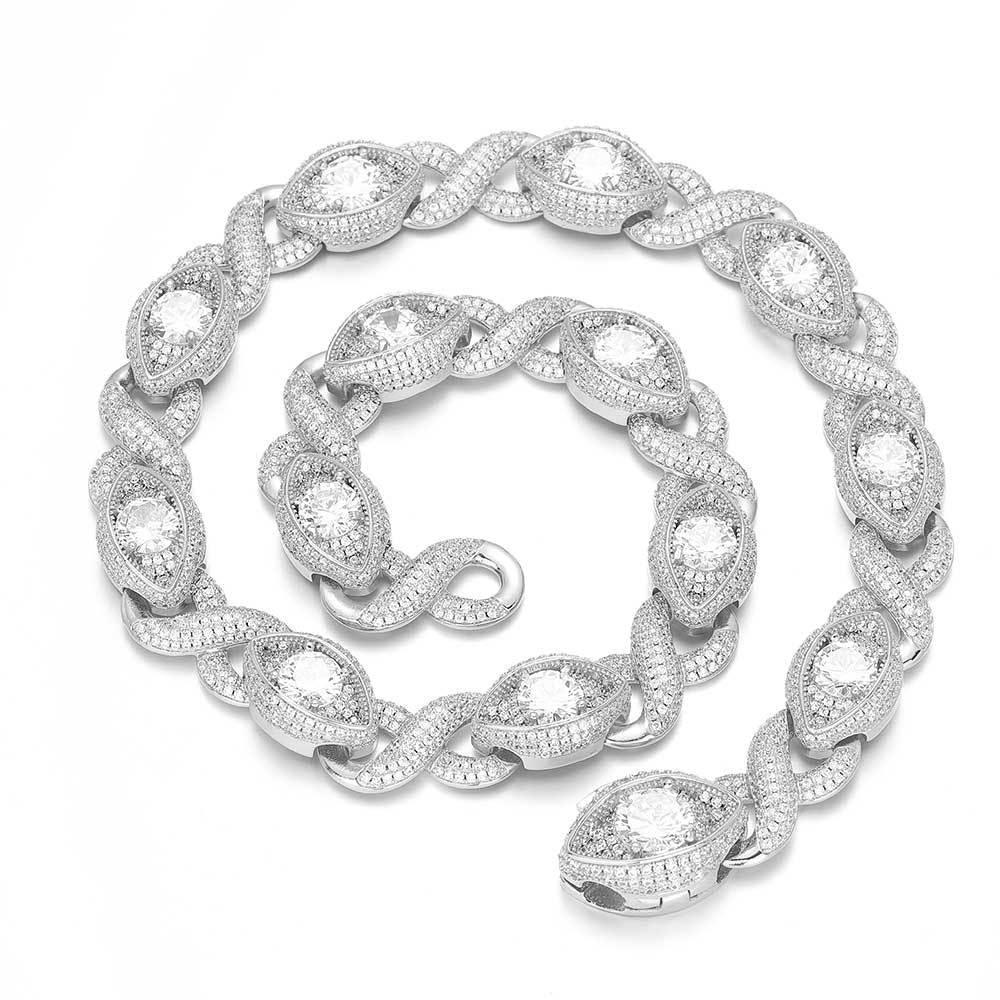 Infinity Eye Figure 8 Cuban Chain Zircon Necklace for Men | Caratix Jewelry - CaratixJewelry