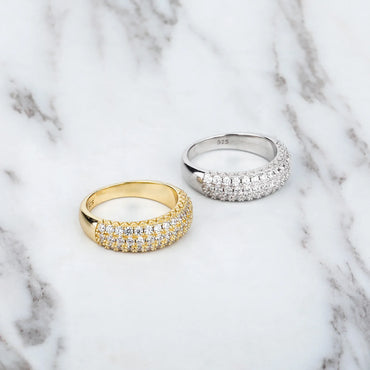 S925 Sterling Silver Starry Night Ring | Full Iced Out Pave Band | Caratix