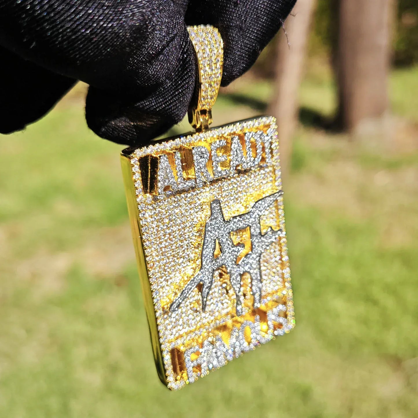 Iced Out Letter Dog Tag Pendant Necklace – Hip Hop CZ Streetwear Jewelry - CaratixJewelry