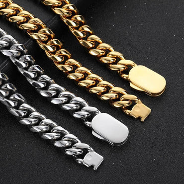 Cuban Link Bracelet with Single Spring Clasp Caratix Jewelry - CaratixJewelry