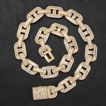 15mm Cuban Chain Necklace with Micro-Pave Zircon - CaratixJewelry