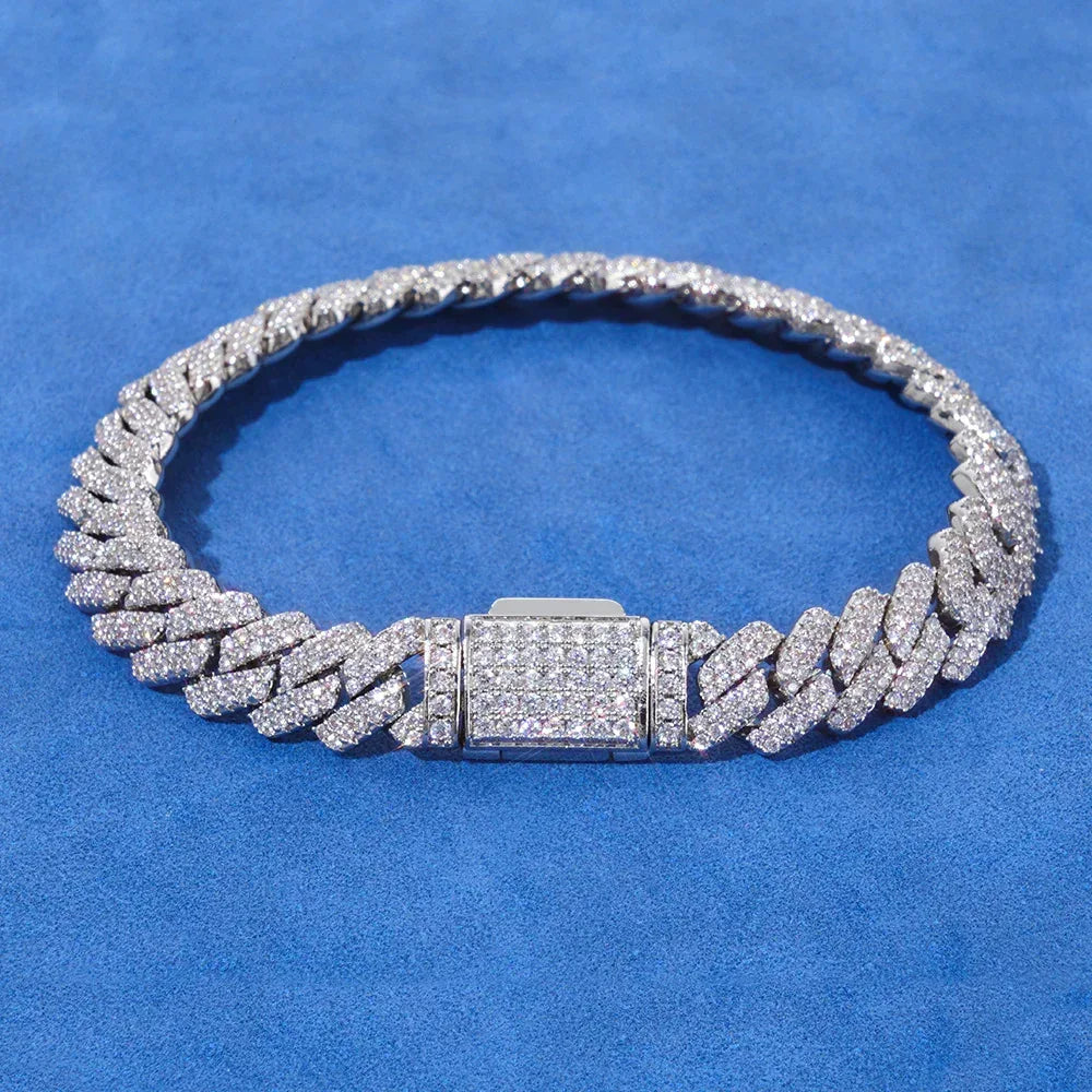 Custom 8mm Rhombus Double-Row Cuban Bracelet - CaratixJewelry