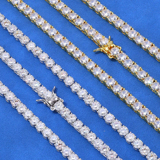 Zircon Tennis Chain Necklace Hip Hop Jewelry Gold Chain Rapper Style for Men & Women | Caratix Jewelry - CaratixJewelry
