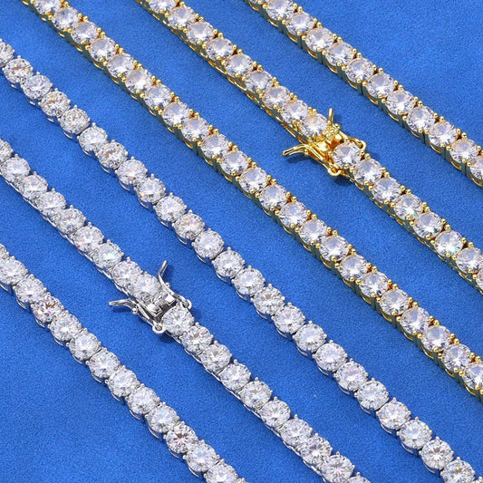 Zircon Tennis Chain Necklace Hip Hop Jewelry Gold Chain Rapper Style for Men & Women | Caratix Jewelry - CaratixJewelry