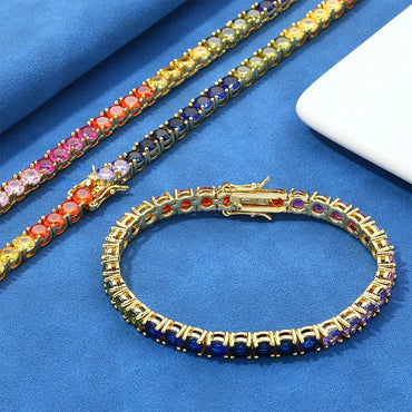 5mm Colorful Zircon Tennis Chain Bracelet Hip Hop Jewelry for Men | Caratix Jewelry - CaratixJewelry