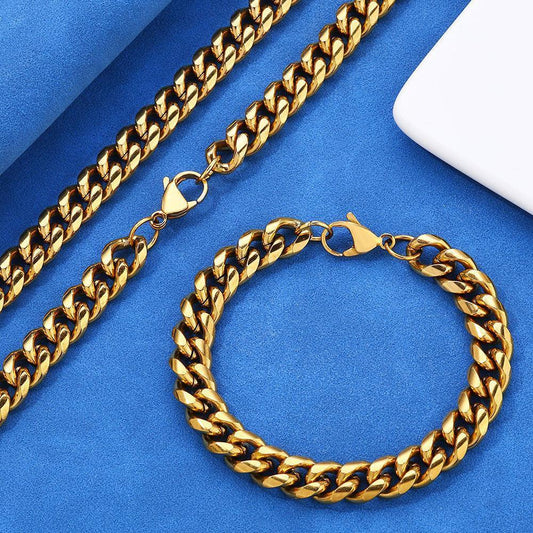 Lobster Clasp Stainless Steel Cuban Link Necklace Hip Hop Bling for Men & Women | Caratix Jewelry - CaratixJewelry