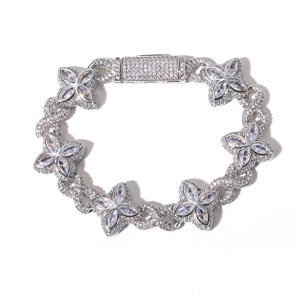 Iced Out Infinity 8 Clover Cuban Bracelet | Heavy Zircon Hip Hop Link | Premium Rapper Iced Out Chain | Caratix - CaratixJewelry