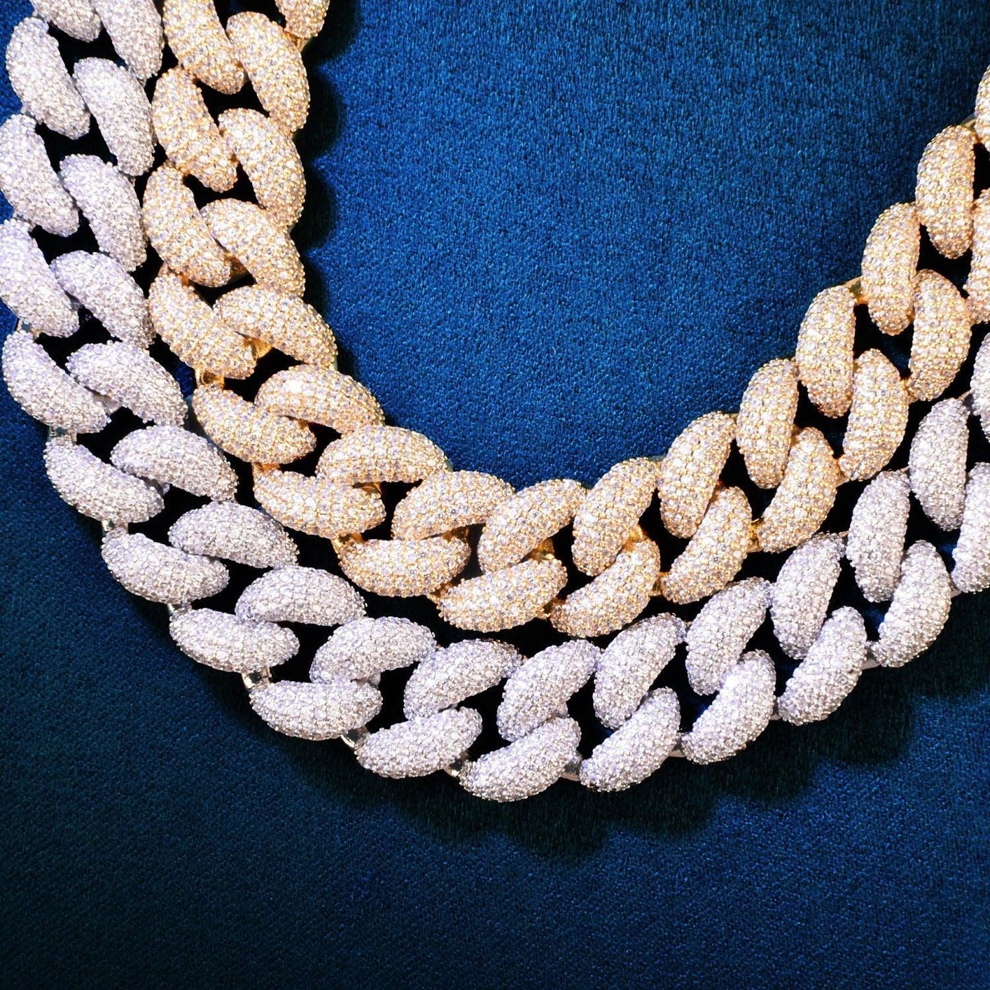 14mm Iced Out Cuban Chain Necklace with Copper and Zircon Stones - CaratixJewelry