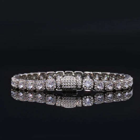 Custom 5mm S925 Silver Baguette Bracelet | Pro Flip-Clasp Bling Jewelry | Caratix - CaratixJewelry