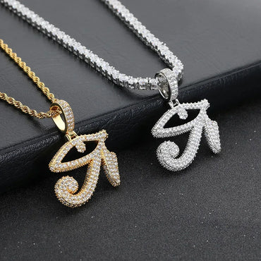 Custom Horus Eye Pendant Necklace with Zircon Stones for Men | Caratix Jewelry - CaratixJewelry