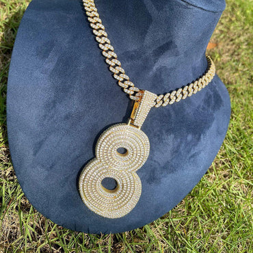 Men's Big Digit Necklace | Premium Copper CZ Infinity Wealth Jewelry Caratix - CaratixJewelry