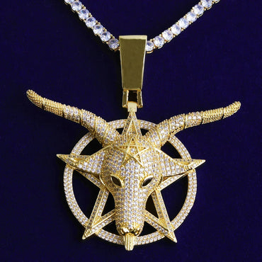 Iced Out "G.O.A.T." Head Pendant | Men's Greatest of All Time Necklace - CaratixJewelry