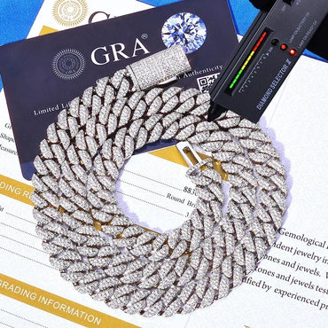 10mm Triple-Row Moissanite Cuban Link Chain for Men – S925 Sterling Silver High-Quality Luxury Hip Hop Necklace - CaratixJewelry