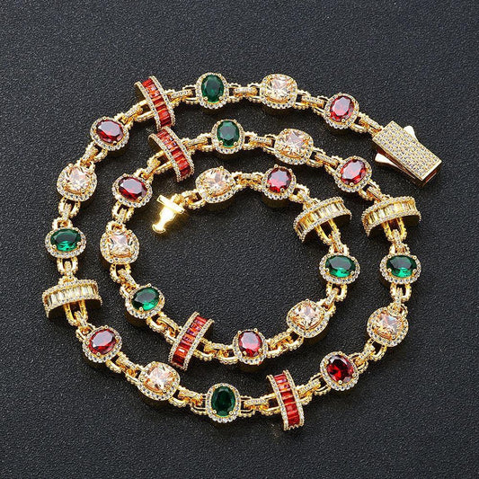 Colorful Gemstone Necklace for Men | Trendy Hip Hop Jewelry | Caratix Jewelry - CaratixJewelry