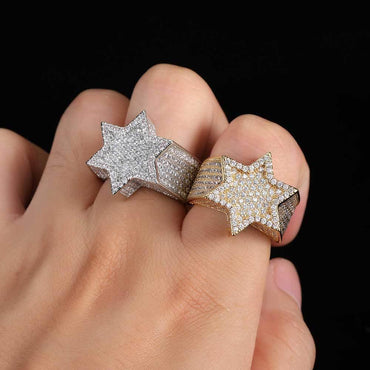 Micro-Pave Zircon Six-Point Star Ring for Men | 18K Gold Plating | Bold Hip Hop Jewelry | Caratix Jewelry - CaratixJewelry