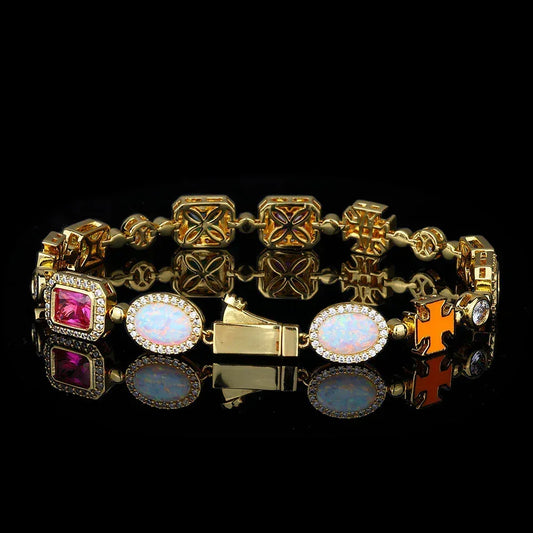 Colorful Gemstone Zircon Bracelet Luxury Hip Hop Jewelry for Men & Women | Caratix Jewelry - CaratixJewelry