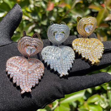 Women's Iced Out Puffy Heart Pendant | Gold Plated Love Necklace Caratix - CaratixJewelry