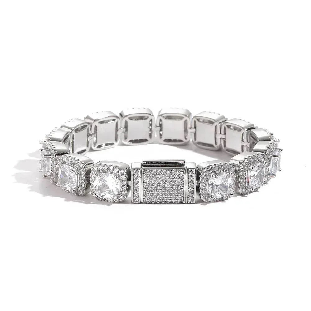 12mm Iced Out Square Chain Zircon Bracelet Unisex | Caratix Jewelry - CaratixJewelry