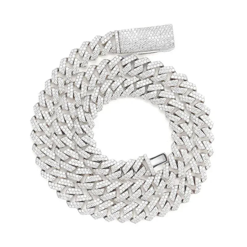 10mm Iced-Out Moissanite Cuban Link Bracelet/Necklace – S925 Sterling Silver -Cut Hip Hop Streetwear Jewelry - CaratixJewelry