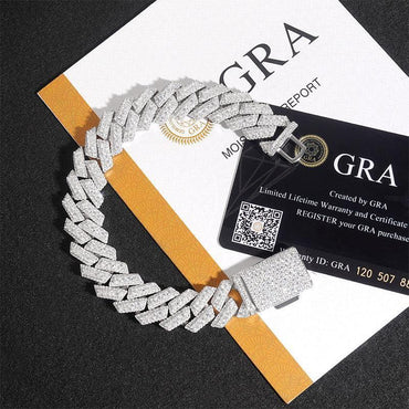 15mm Moissanite Cuban Link Chain | Gold-Plated 925 Silver Necklace - CaratixJewelry