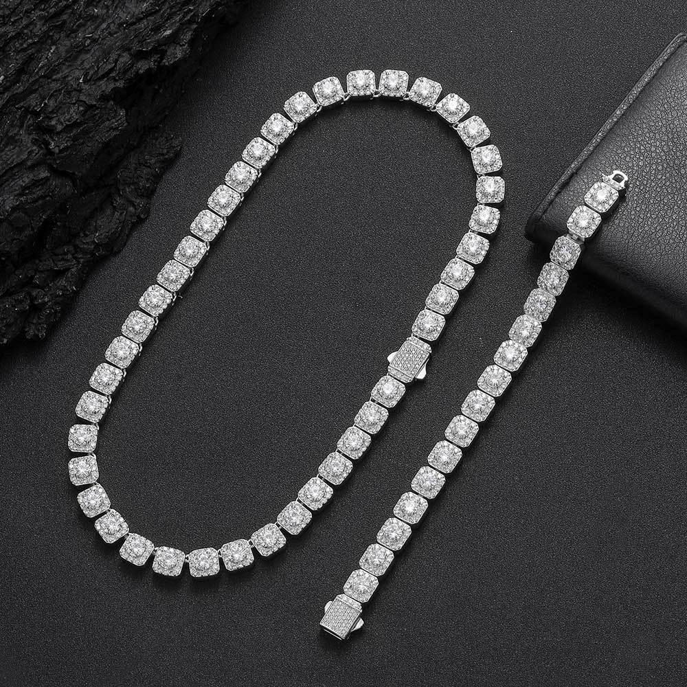 10mm Iced Out Square Chain Zircon Necklace with Spring Clasp for Men | Caratix Jewelry - CaratixJewelry