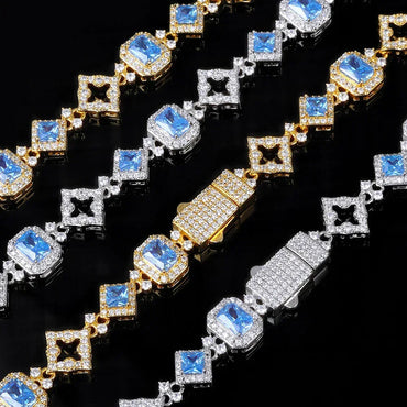 11mm Geometric Blue Zircon Hip Hop Jewelry Necklace for Men | Caratix Jewelry - CaratixJewelry