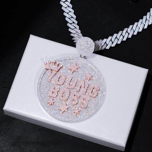 Custom Star & Crown Letter Pendant Necklace with Zircon Stones for Men | Caratix Jewelry - CaratixJewelry