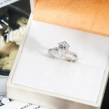 3ct Teardrop Moissanite Ring | S925 Silver Luxury Women’s Engagement Jewelry - CaratixJewelry