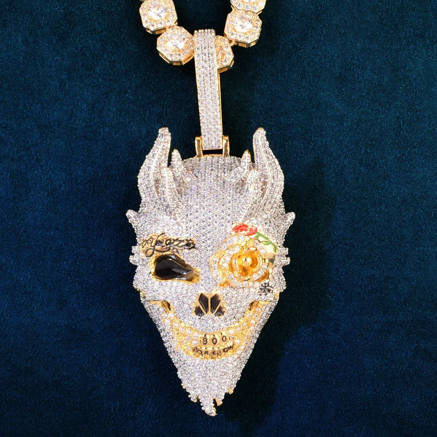 Iced Out Skull Pendant Necklace | CZ Hip Hop Vintage Streetwear Men’s Jewelry - CaratixJewelry
