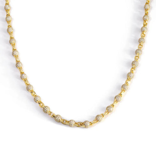 6mm Beaded Chain Necklace Zircon Hip Hop Jewelry for Men | Caratix Jewelry - CaratixJewelry