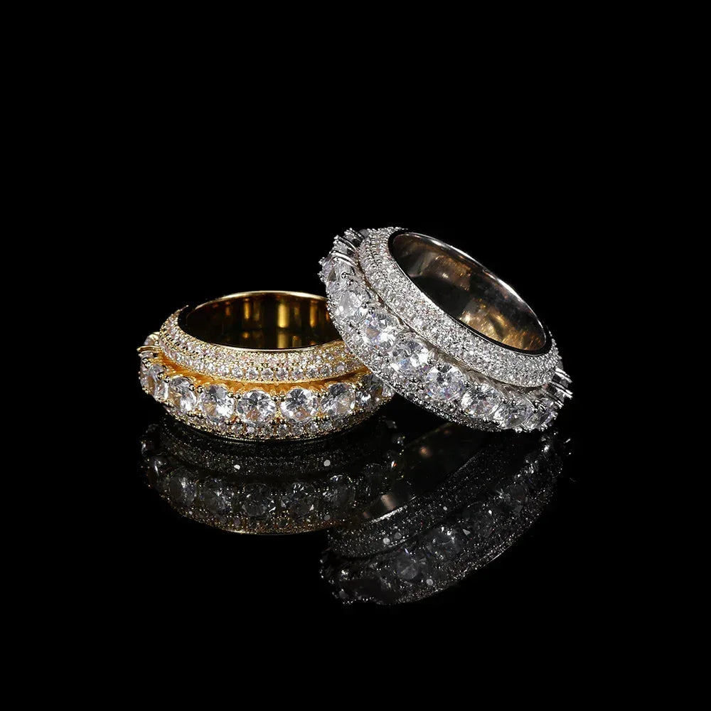 Five-Row Rotating Zircon Ring for Men | Trendy Hip Hop Jewelry | Caratix Jewelry - CaratixJewelry