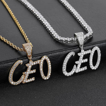 DIY Calligraphy Letter and Number Pendant Necklace with Micro-Pave Zircon for Men and Women | Caratix Jewelry - CaratixJewelry