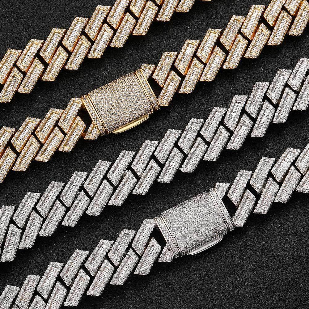 Custom 18mm Cuban Chain Necklace with Zircon Stones - CaratixJewelry